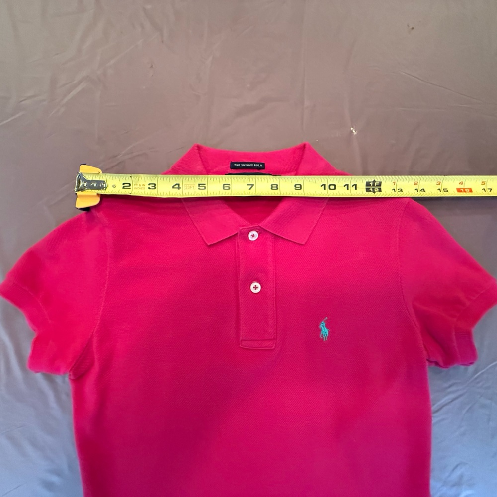 Ralph Lauren Blue Label Hot Pink “The Skinny Polo” Short Sleeve w/ Teal Pony XS - Picture 7 of 8